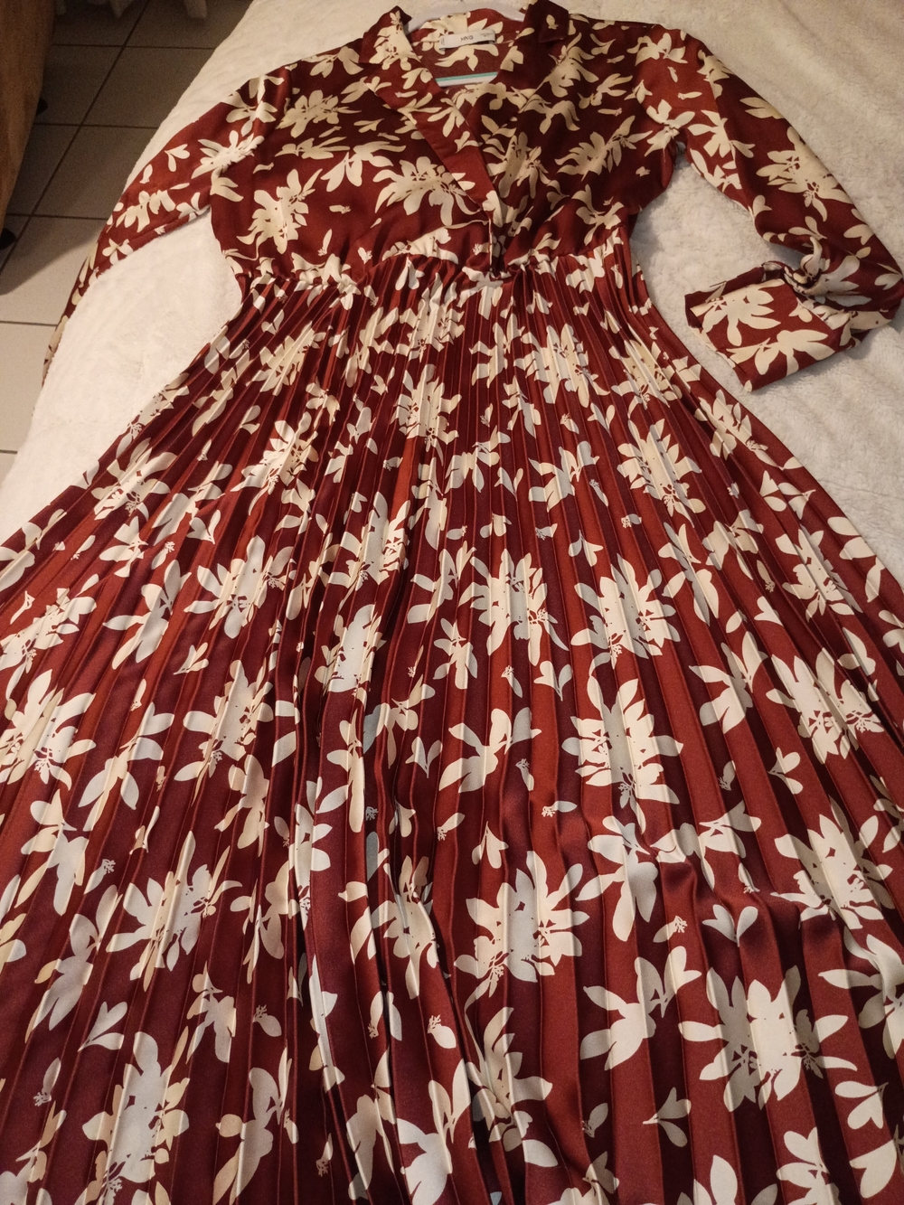 Mango Rust Maxi Dress with Cream Floral Print